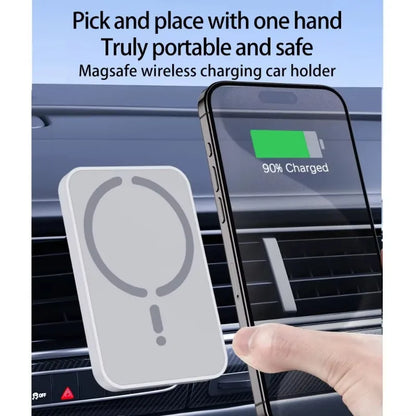 Cargador Inalámbrico Magnético para Coche 15W – Soporte Rejilla, Compatible iPhone 12-17 y Android