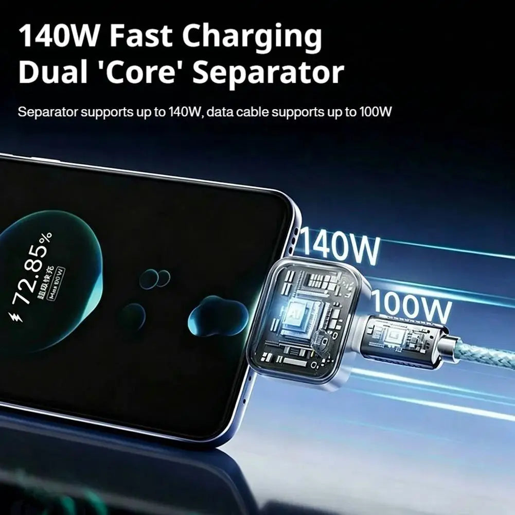 Protector de Carga Automático 140W – Corte Inteligente, Anticarga Excesiva, Adaptador USB-C