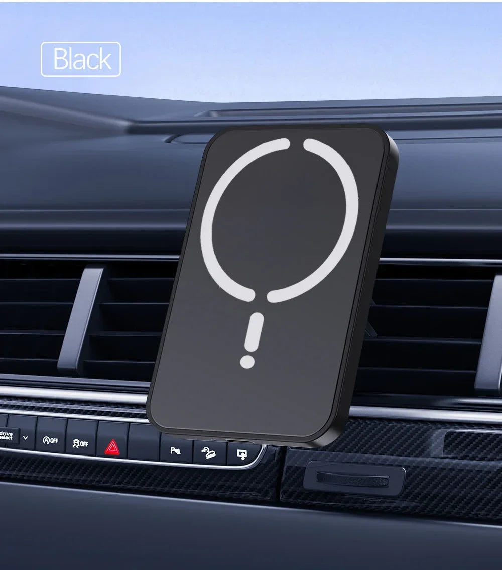 Cargador Inalámbrico Magnético para Coche 15W – Soporte Rejilla, Compatible iPhone 12-17 y Android