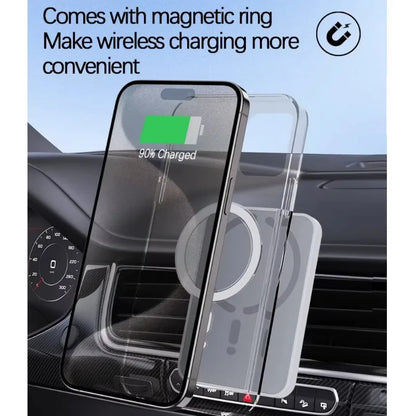 Cargador Inalámbrico Magnético para Coche 15W – Soporte Rejilla, Compatible iPhone 12-17 y Android