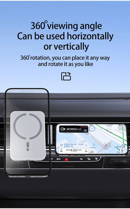 Cargador Inalámbrico Magnético para Coche 15W – Soporte Rejilla, Compatible iPhone 12-17 y Android