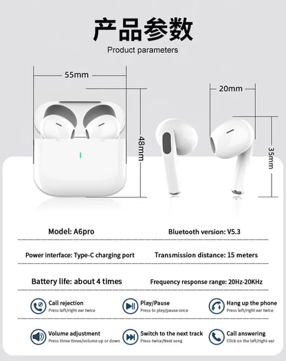 Auriculares Bluetooth 5.3 con Cancelación de Ruido ANC – TWS Inalámbricos, 72h Batería, para iPhone y Android