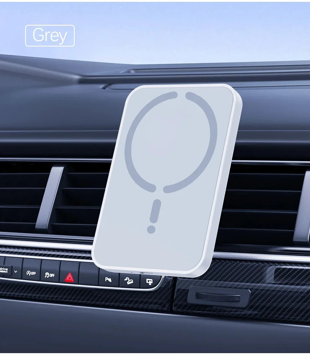 Cargador Inalámbrico Magnético para Coche 15W – Soporte Rejilla, Compatible iPhone 12-17 y Android