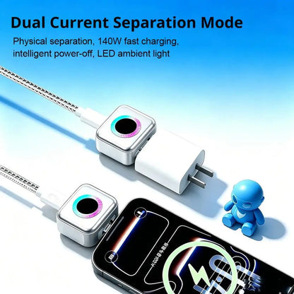Protector de Carga Automático 140W – Corte Inteligente, Anticarga Excesiva, Adaptador USB-C